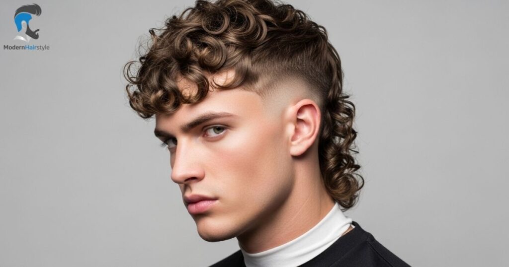 Burst Fade Mullet Curly Hair