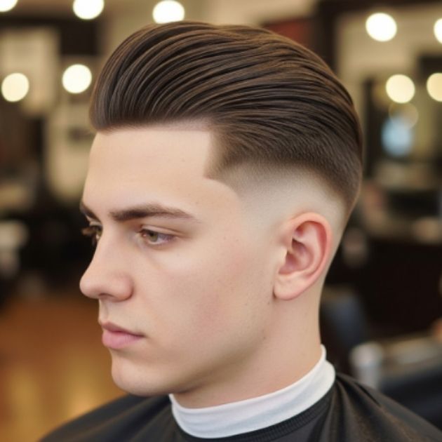 Burst Fade Design on Straight Hair