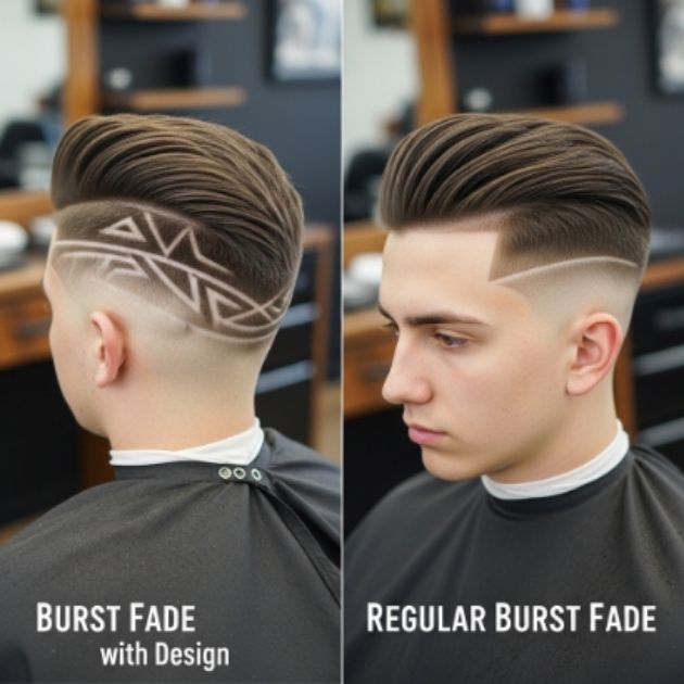 Burst Fade With Design vs Regular Burst Fade