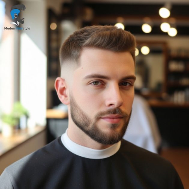 Low Fade Crew Cut with Beard