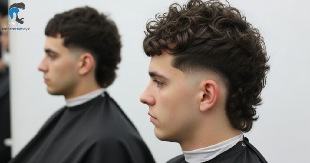 Low Taper Mullet Fade for Wavy, Curly, Straight