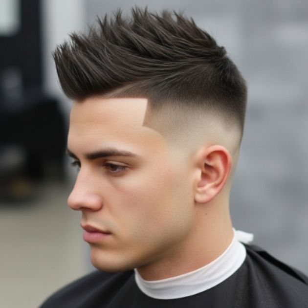 Mid Burst Fade Straight Hair Short Spiky Texture
