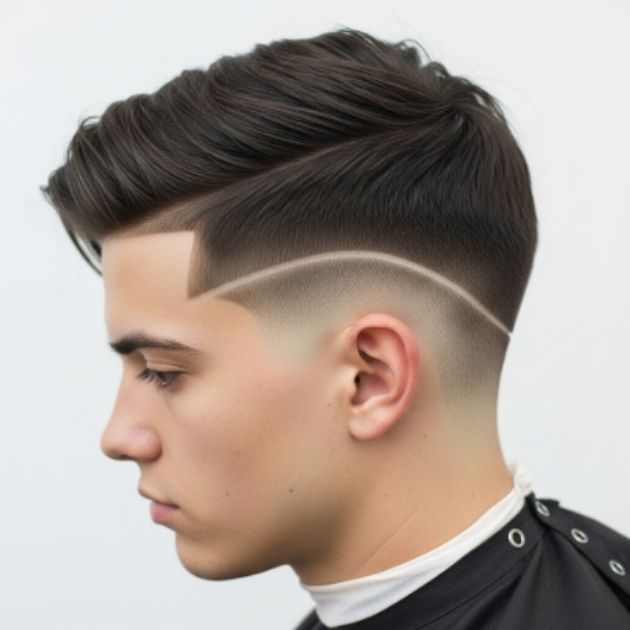 Mid Burst Fade Straight Hair Side Sweep