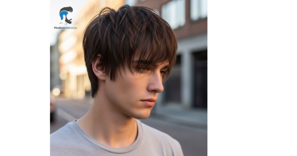 Short Wolf Cut Men Straight Hair