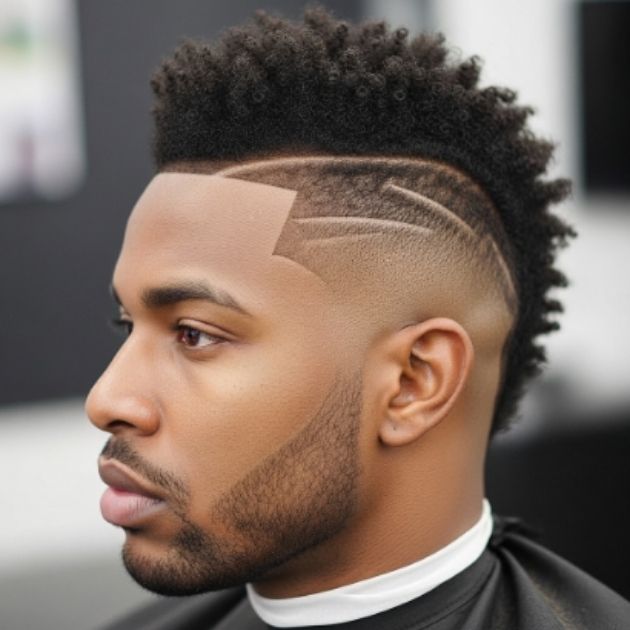 Burst Fade Mohawk for Black Men