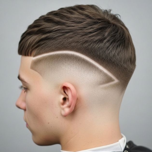 Cropped Crew Cut with Shaved Line Design