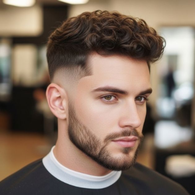 High Fade Haircut Men Curly Hair