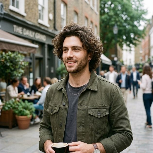Length Medium Messy Men Curly Hairstyles