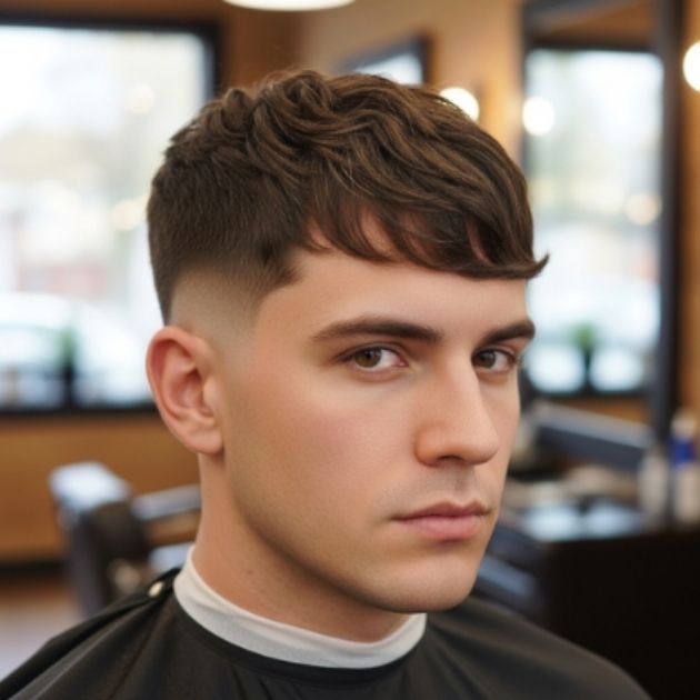 Long Crew Cut Hairstyle Men Straight Hair