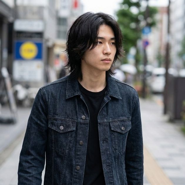 Long Wolf Cut Men Asian