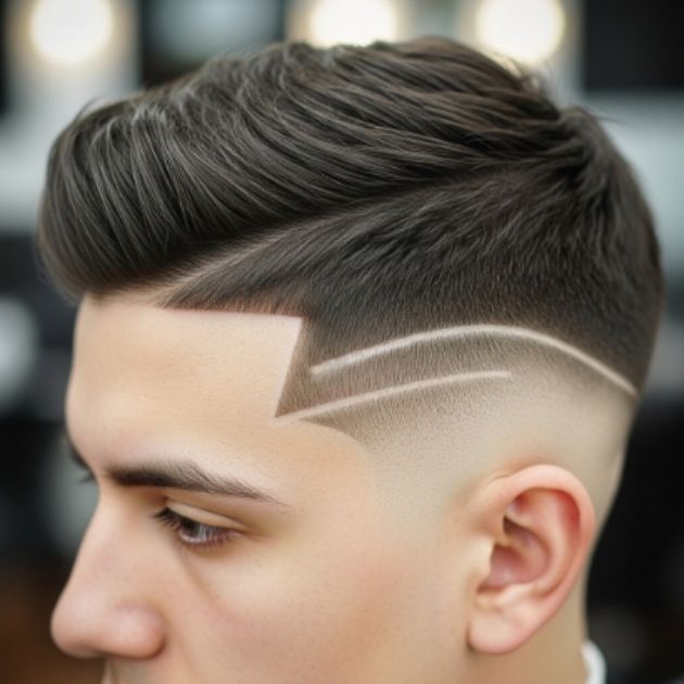 Mid Fade Crew Cut with Line Up