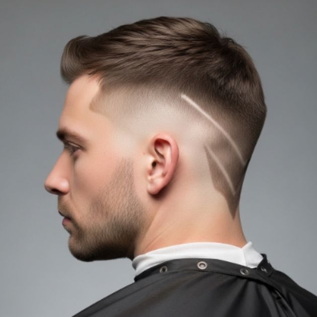 Mid Fade Crew Cut with V-Shape Nape