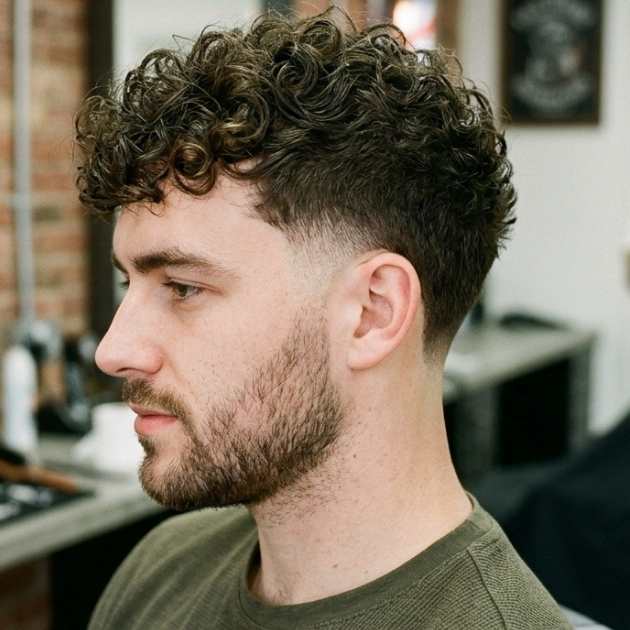 Mid Taper Burst Fade Curly Hair