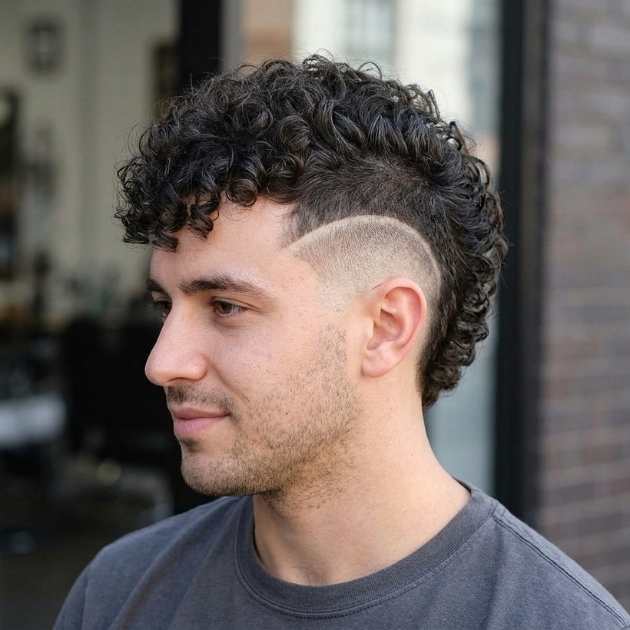 Mohawk Burst Fade Curly Hair