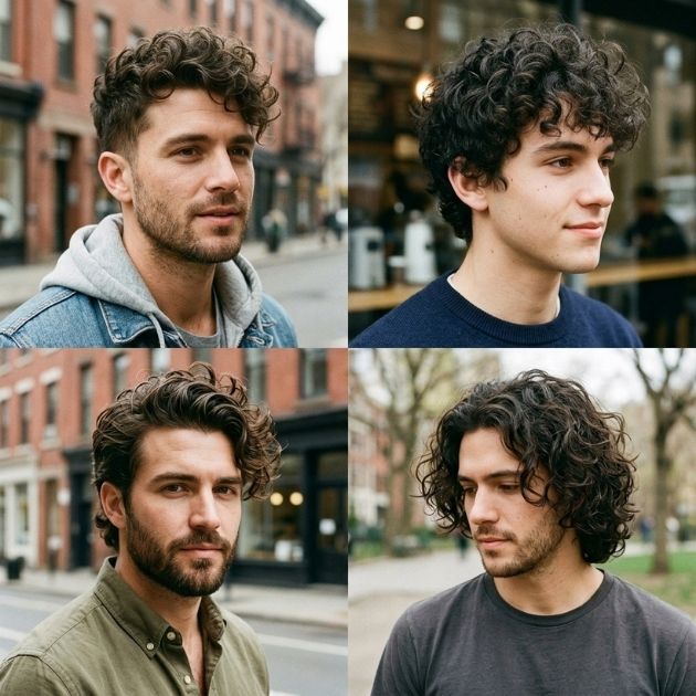 Short-Medium Messy Men Curly Hairstyles