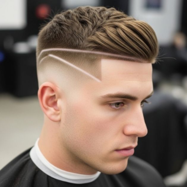 Straight Hair Mid Fade Crew Cut