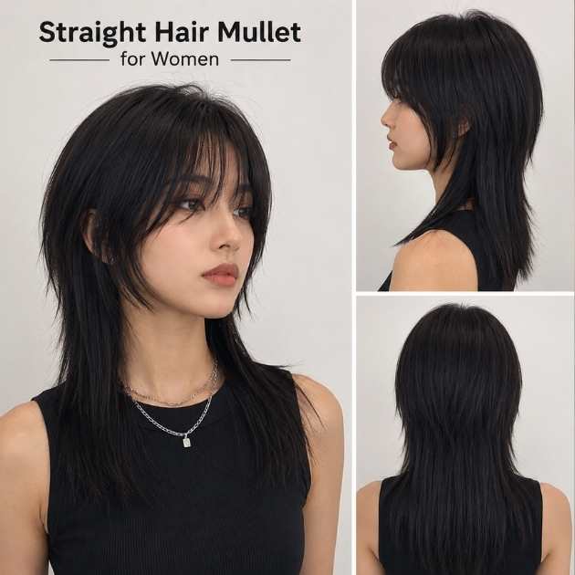 Straight Hair Mullet for Women