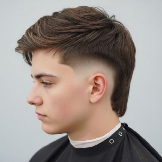 Trendy Short Mullet with Low Taper Fade