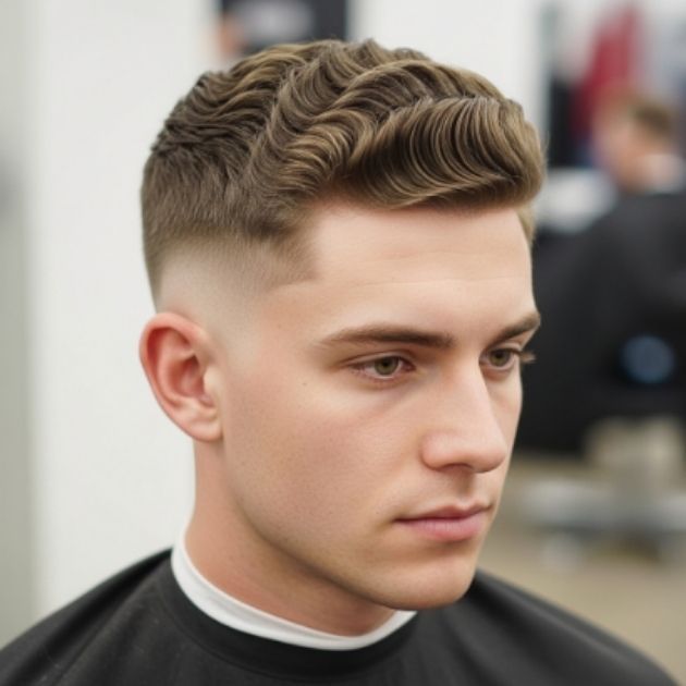 Wavy Mid Fade Crew Cut