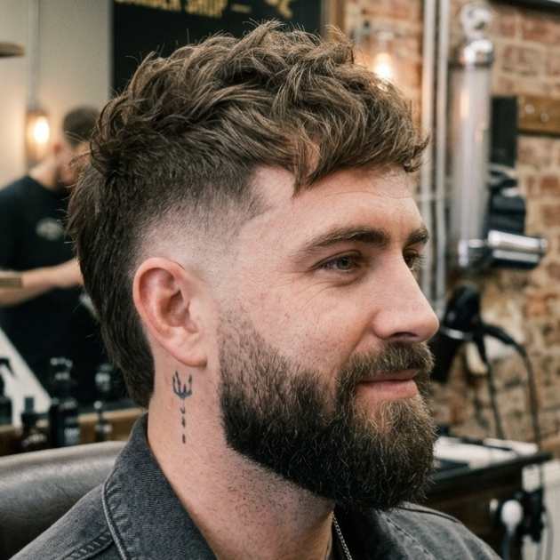 Burst Fade Textured Crop with Beard