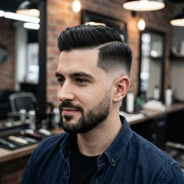 High Burst Fade Comb Over