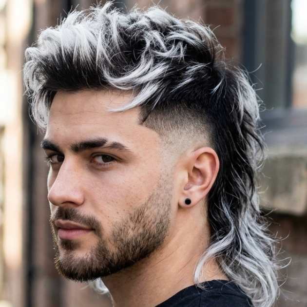 High Burst Fade Mullet