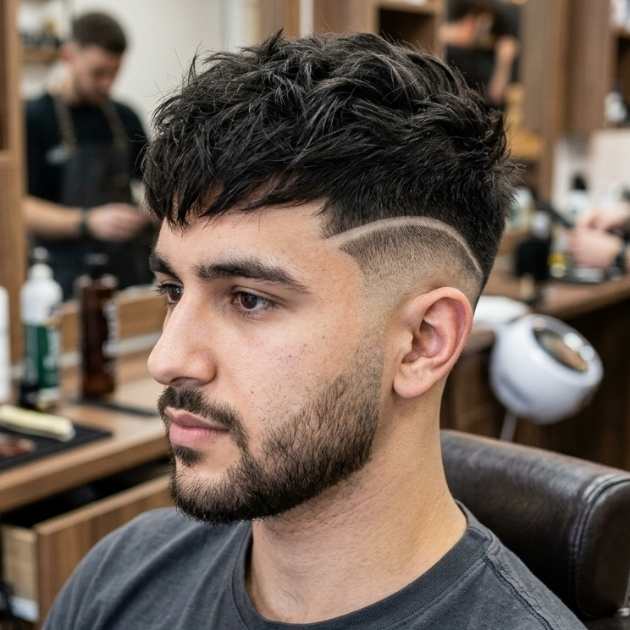 Razor Line Burst Fade Textured Crop