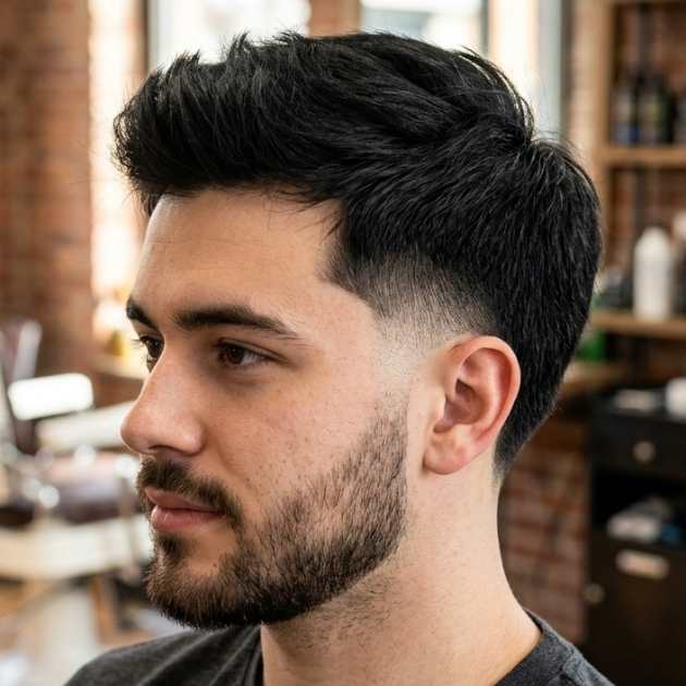 Straight Burst Fade for Thick Hair