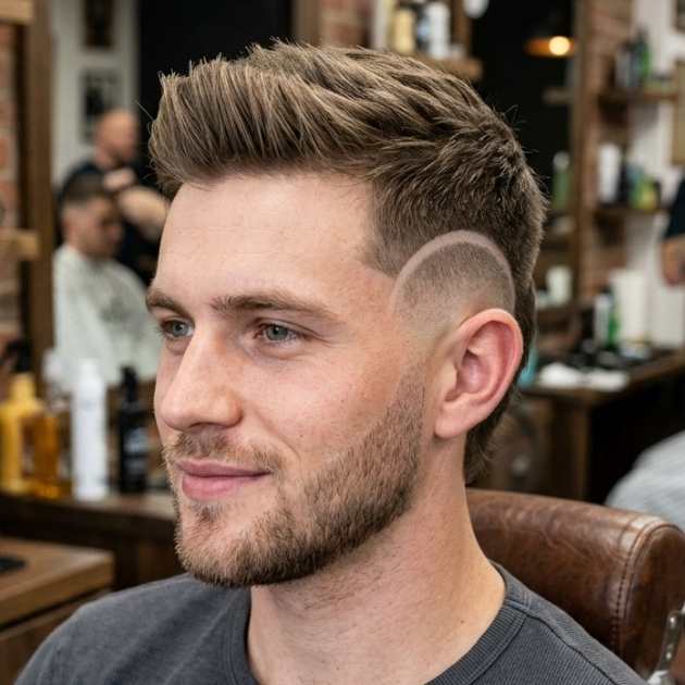 Taper Straight Burst Fade white man