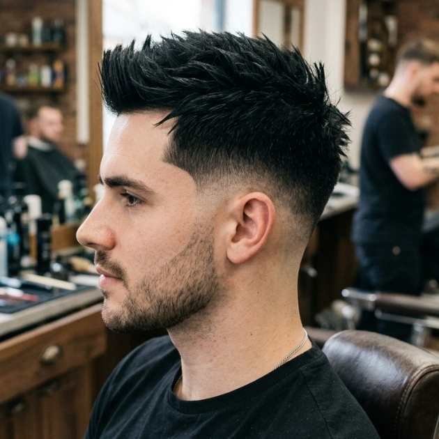 Textured Straight Burst Fade