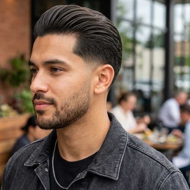 Low Taper Fade with Slicked-Back Top
