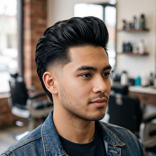 Pompadour Slick Back Burst Fade