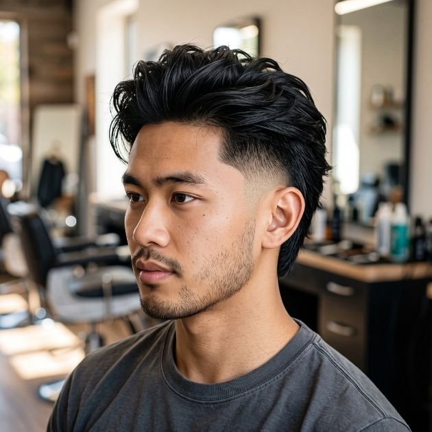 Textured Burst Fade Slick Back