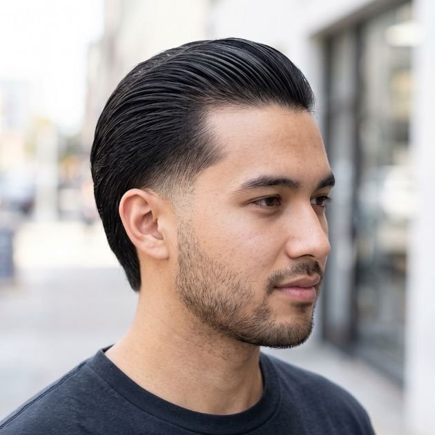 Thin Hair Slick Back Burst Fade