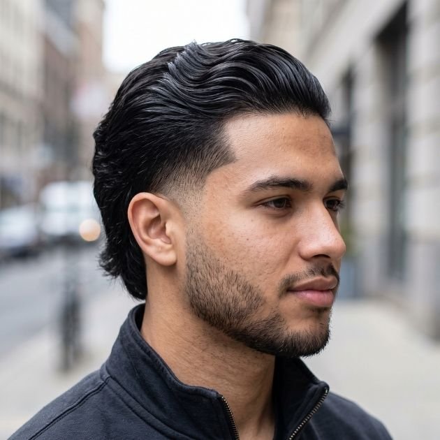 Wavy Slick Back Burst Fade